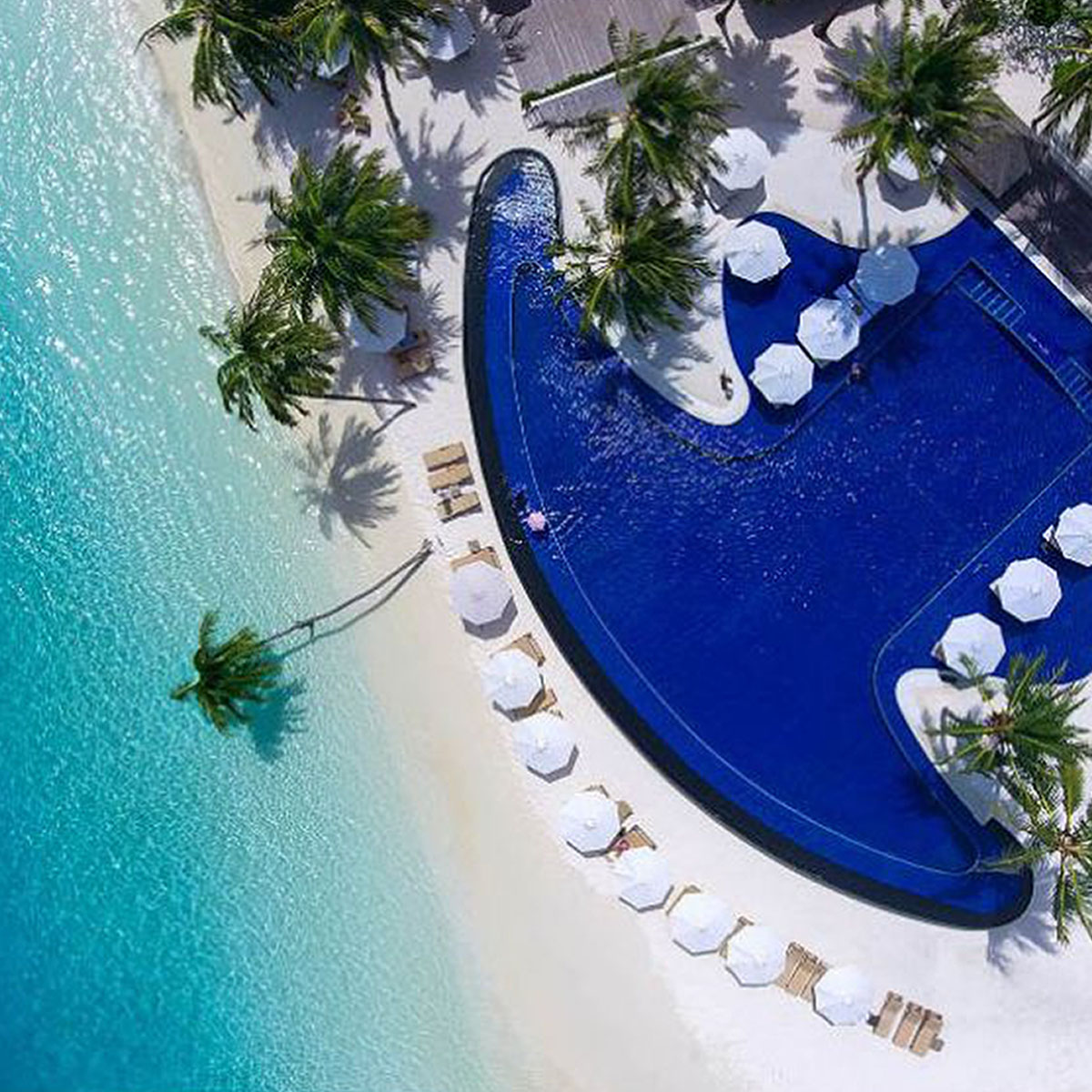 Beach and pool, aerial view, Winter vacations & holiday travel, luxury hotels