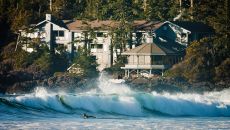 Surfing in front of The Pointe