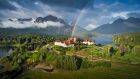 See more information about Llao Llao Resort, Golf-Spa exterior with rainbow