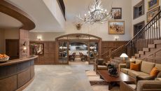 Lobby to Wild Sage Restaurant at Rusty Parrot Lodge and Spa