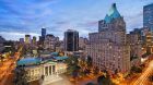 See more information about Fairmont Hotel Vancouver Hotel  Exterior evening
