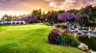 Aviara Golf Club Clubhouse with purple flowers