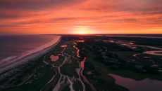 sunset aerial at The Sanctuary at Kiawah Island Golf Resort