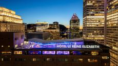 See more information about Fairmont The Queen Elizabeth Exterior Dusk Drone at Fairmont The Queen Elizabeth