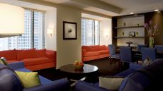 Living room red couches