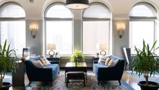 8 Gold Lounge Blue Sofas at Fairmont Palliser