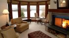 bedroom lounging area fireplace