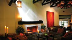 fireplace lobby at Inkaterra Machu Picchu