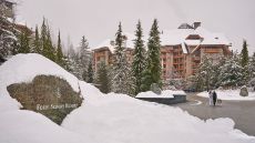exterior winter entrance Four Seasons Whistler
