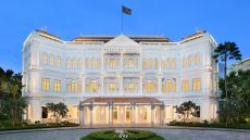 Hotel Facade Twilight Raffles Hotel Singapore