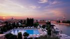 Outdoor pool at dusk