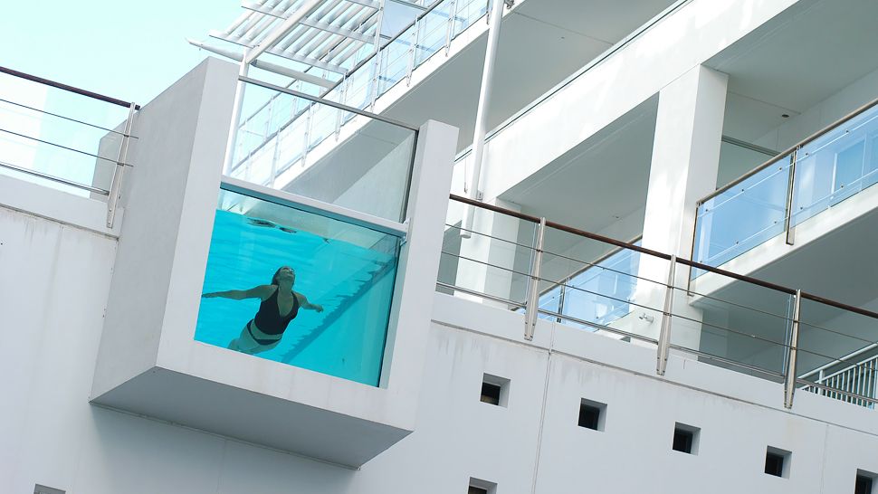 Hilton Auckland North Island Unique High Rise Pool Transpa Wall Hotel Exterior