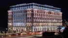 Hotel exterior at night