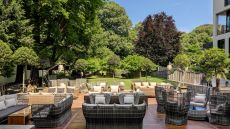 Outdoor seating at Bulgari Milano