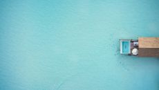 Aerial One bedroom Water Villa Swimming pool zoom out COMO Cocoa Island