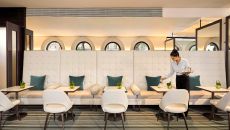 Halkin Bar Banquettes with Waitress COMO The Halkin