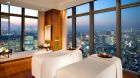 spa room huge windows city view night