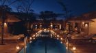 outdoor pool with lanterns
