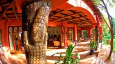 Statue detail at Chobe Chilwero