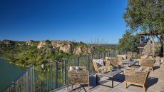 cushioned chairs on deck