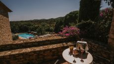 patio with champagne