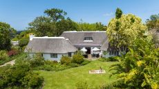 Hunters exterior, drone view of the lawn