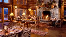 lobby dining area fireplace