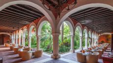 Colonial hallway and arcades at Sofitel Legend Santa Clara Cartagena
