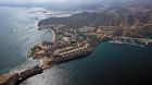 Hotel aerial views through rocks