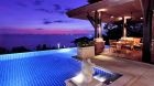 Private terrace and pool night