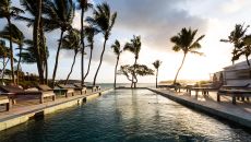 sunset pool at Le Sereno