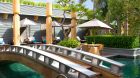 Outdoor pool with bridge