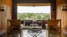 Indoor Lounging area with tree views