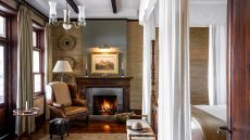 Guestroom with fireplace