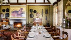 Private dining room with fireplace
