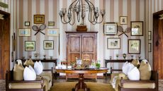Sitting room with iron chandelier
