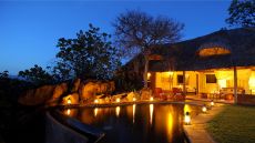 elsa's private house master bedroom & private pool at dusk