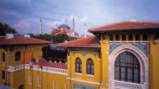 blue bedroom with view