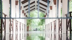 Outdoor corridor statue