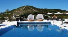 Outdoor pool lounge area