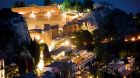 Hotel exterior aerial night