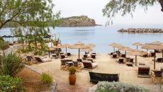 Secluded beach facing the temple of poseidon at Cape Sounio