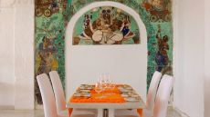 restaurant with marigolds