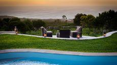 view from pool deck at sunset