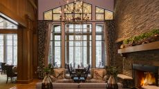 Living Room and Fireplace The Lodge at Woodloch