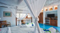 Bed with white netting