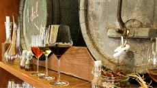 Hotel exterior aerial view over island