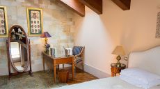 Bedroom with red accents