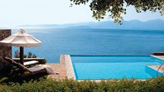 Lounging net over pool