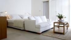 white bedroom sitting area